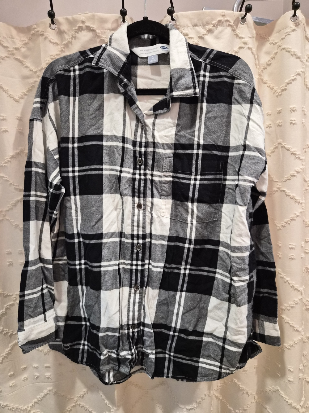 Old Navy Black and White Plaid Button-Down Shirt